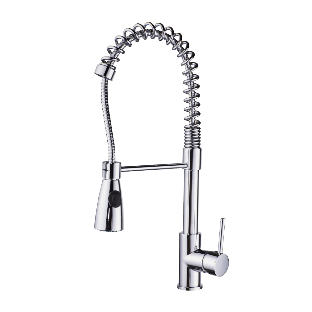 OE Vroomstream Chrome Pull Down Kitchen Faucet – Single Lever, Sleek Design, Durable Brass