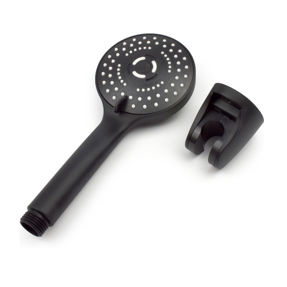 OE Hampshire Black Round Handheld Shower Head with Holder – High Pressure