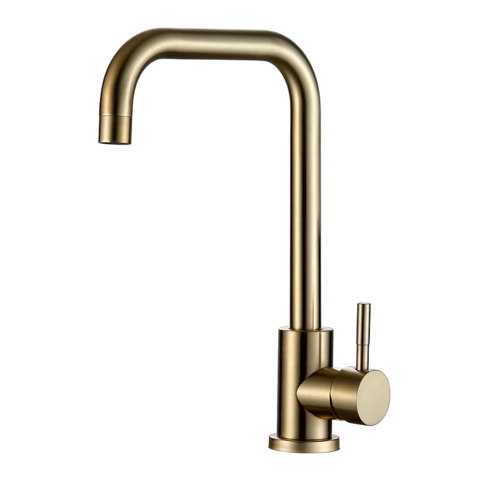 OE East Sussex Brushed Gold 7-Shaped Kitchen Tap – Luxury 360° Rotating Sink Mixer