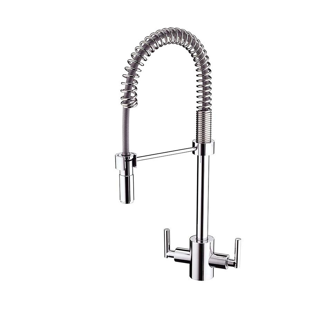 OE EngineTap Chrome Kitchen Sink Mixer Tap – Pull Out Hose, Double Lever, Durable Brass
