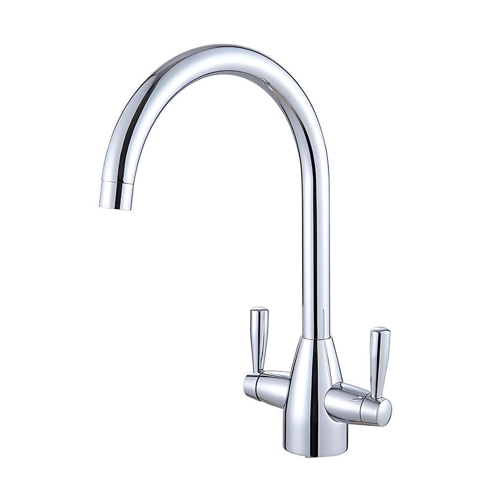 OE Buckinghamshire Kitchen Sink Basin Faucet – Double Lever, Brass Spout, Chrome Finish