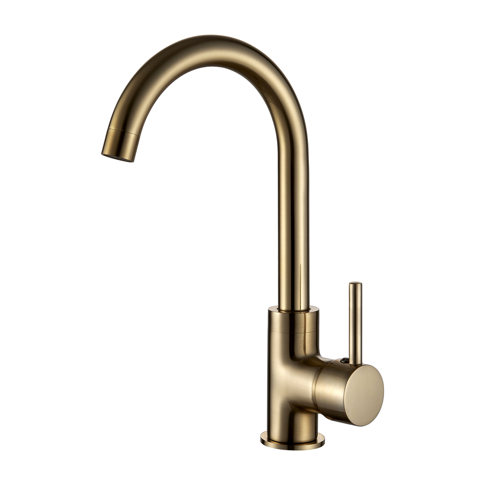 OE Dorset Brushed Gold Kitchen Faucet – Single Lever, Deck Mounted, Modern Design