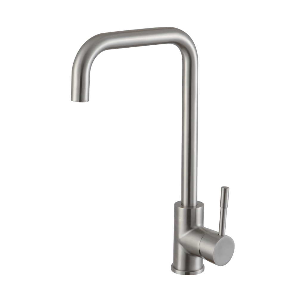 OE East Sussex Wall Mounted Kitchen Faucet – Stainless Steel, Hot & Cold Water Mixer, Rotating Spout