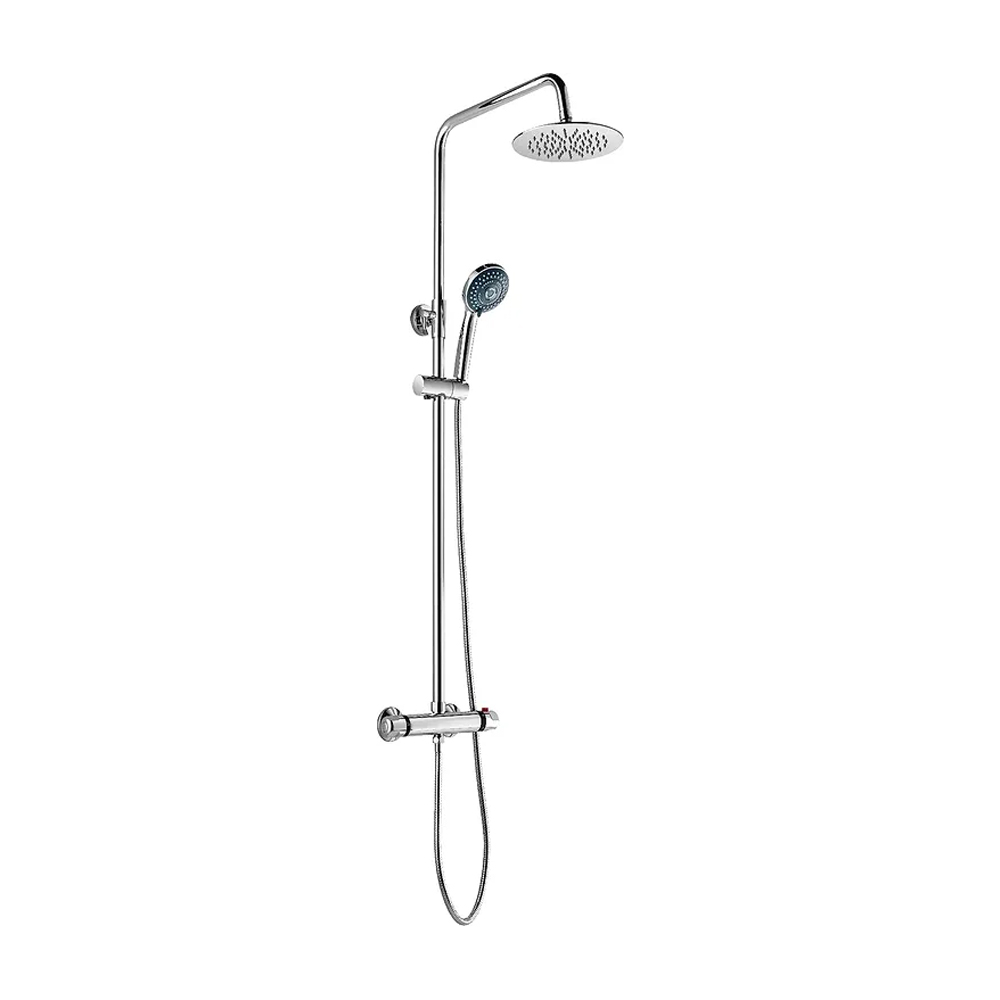 OE Fortuna Thermostatic Shower Set – Double Knob, Chrome Finish, Adjustable Rail