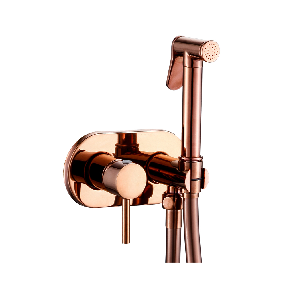 OE BlissWave Rose Gold Concealed Brass Douche / Shattaf Set – Wall-Mounted Bidet Kit