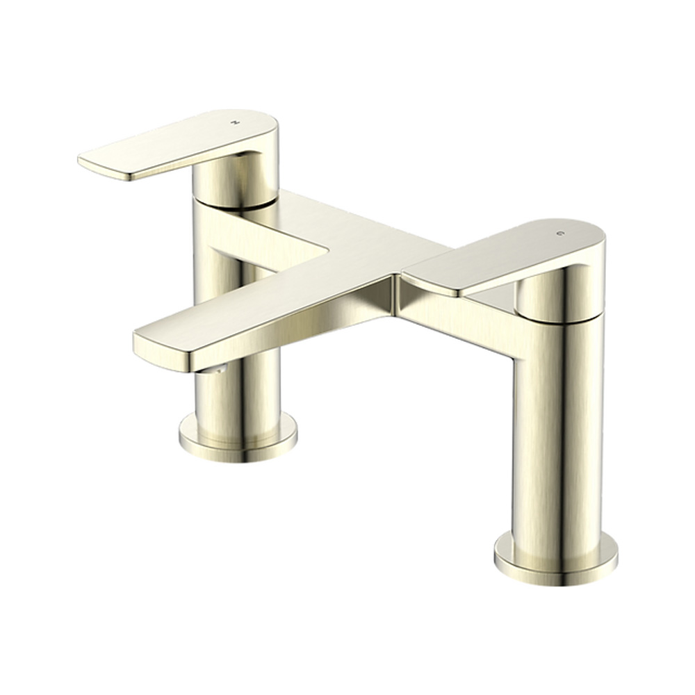 OE Ra Brushed Gold Deck Mounted Bath Filler – Double Lever, Brass Construction