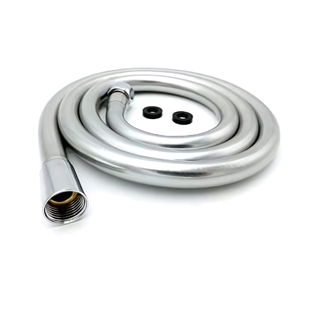 OE LuxeDrip 1.2M Silver Smooth PVC Shower Hose with Chrome Finish – Durable and Stylish