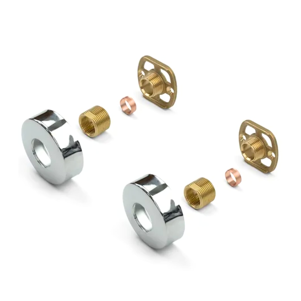 OE Oxfordshire Chrome Wall Mounted Round Shower Fixing Plates-Premium Brass Construction