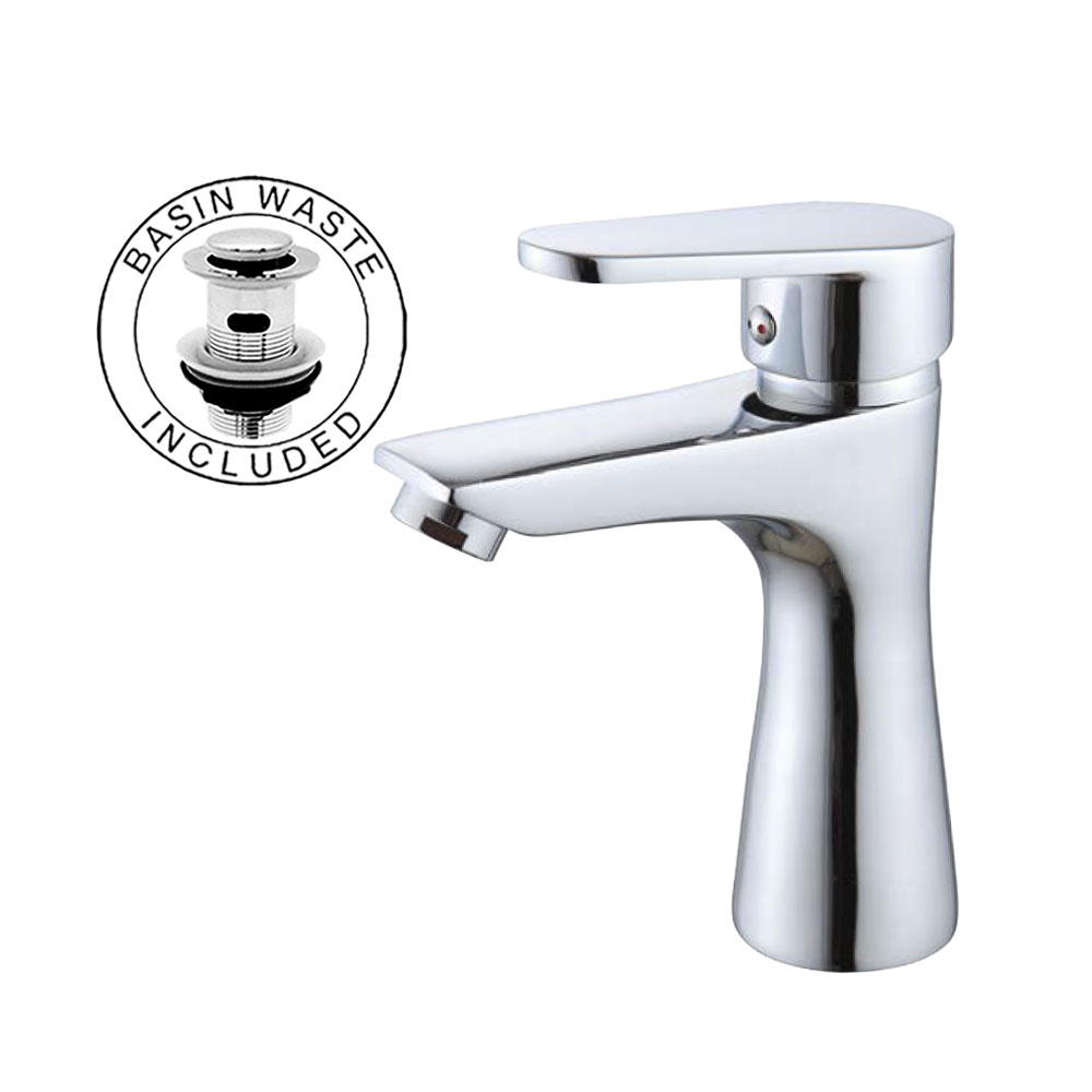 OE PeaceWave Bathroom Basin Mixer Tap – Waste Included Brass Tap with Mixer