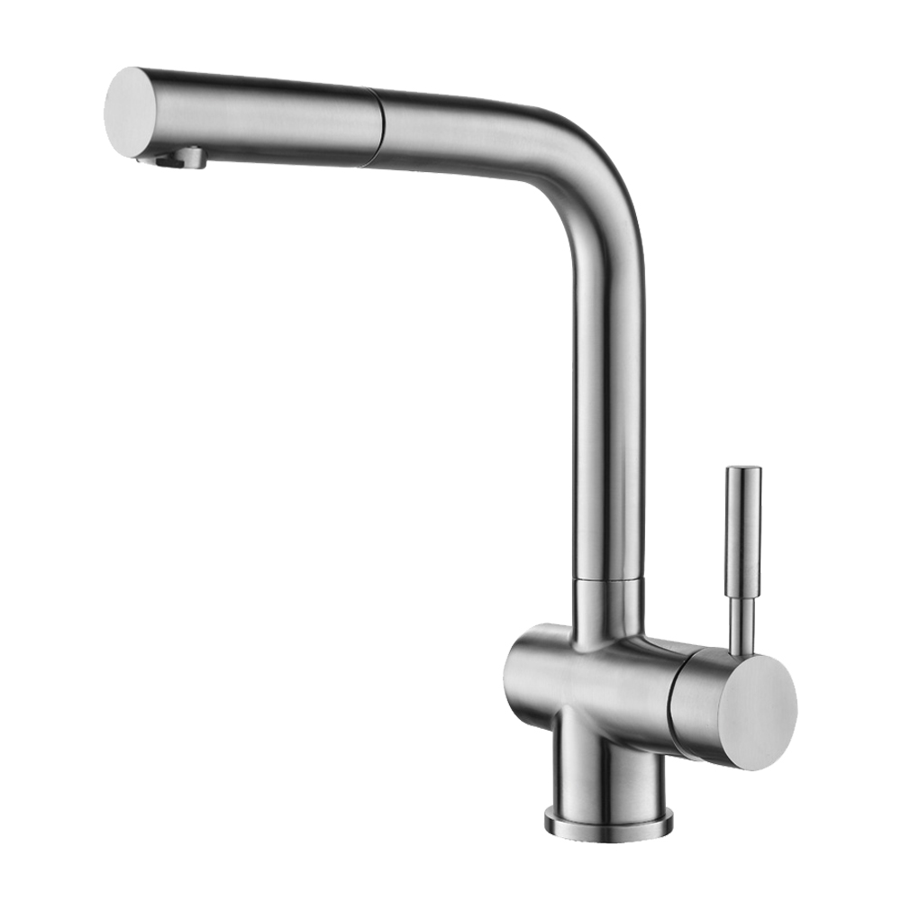 OE PureTouch Kitchen Tap with Pull Out Spray – Single Lever, Swivel Spout Mixer Tap for Modern Kitchen Sink, Basin Tap with 2 Modes, 360° Swivel High Pressure Sink Tap 1 Hole, Stainless Steel Finish