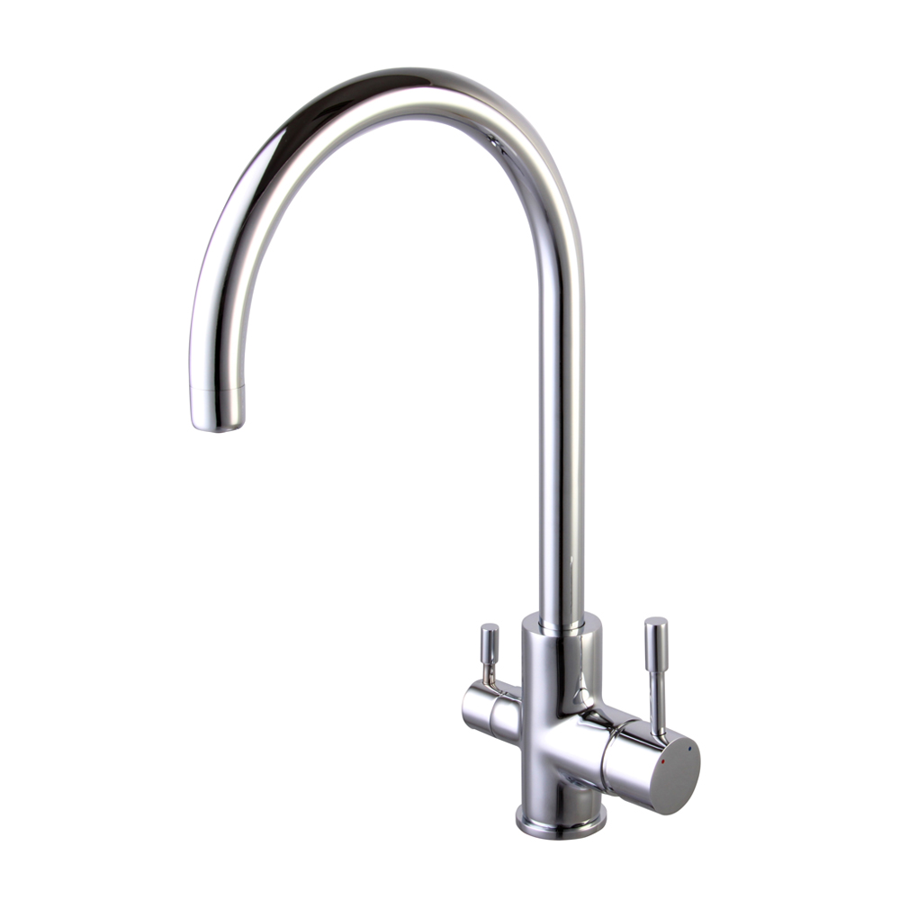 OE TurboFlow Water Filtration Kitchen Faucet Taps – Chrome Finish, Double Lever Control, Deck Mounted, Advanced Water Filtration System